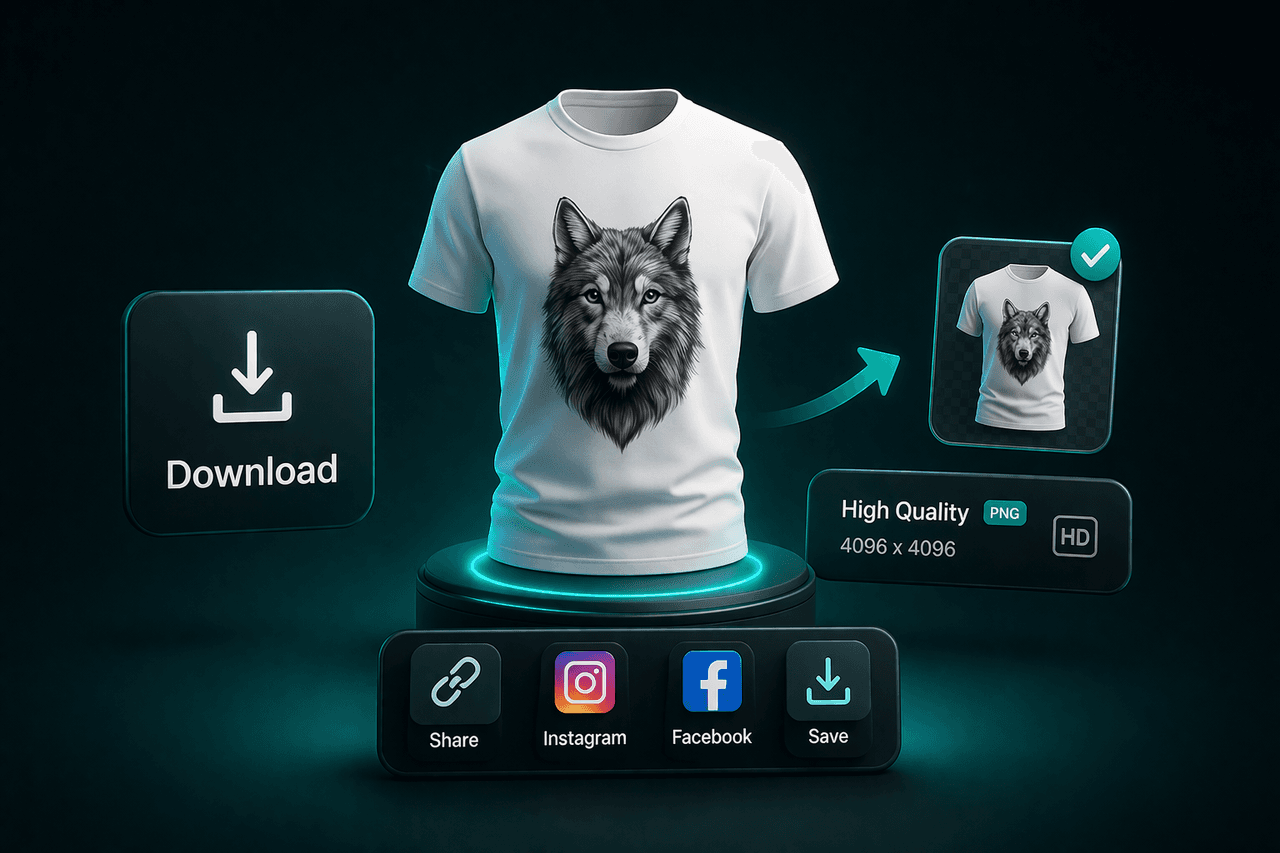 Step 3 - Download and use: high resolution AI generated image ready to share instantly
